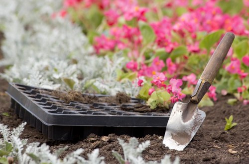 Woodlands garden maintenance with tidy borders and thriving plants